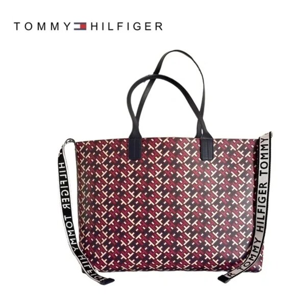 58 | 😍Tommy Hilfiger Monogram Large Shoulder Tote Bag - Picture 1 of 4